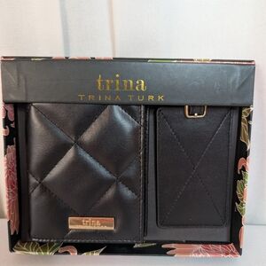 Trina Turk Black Quilted Passport Wallet and Luggage Tag Gift Set